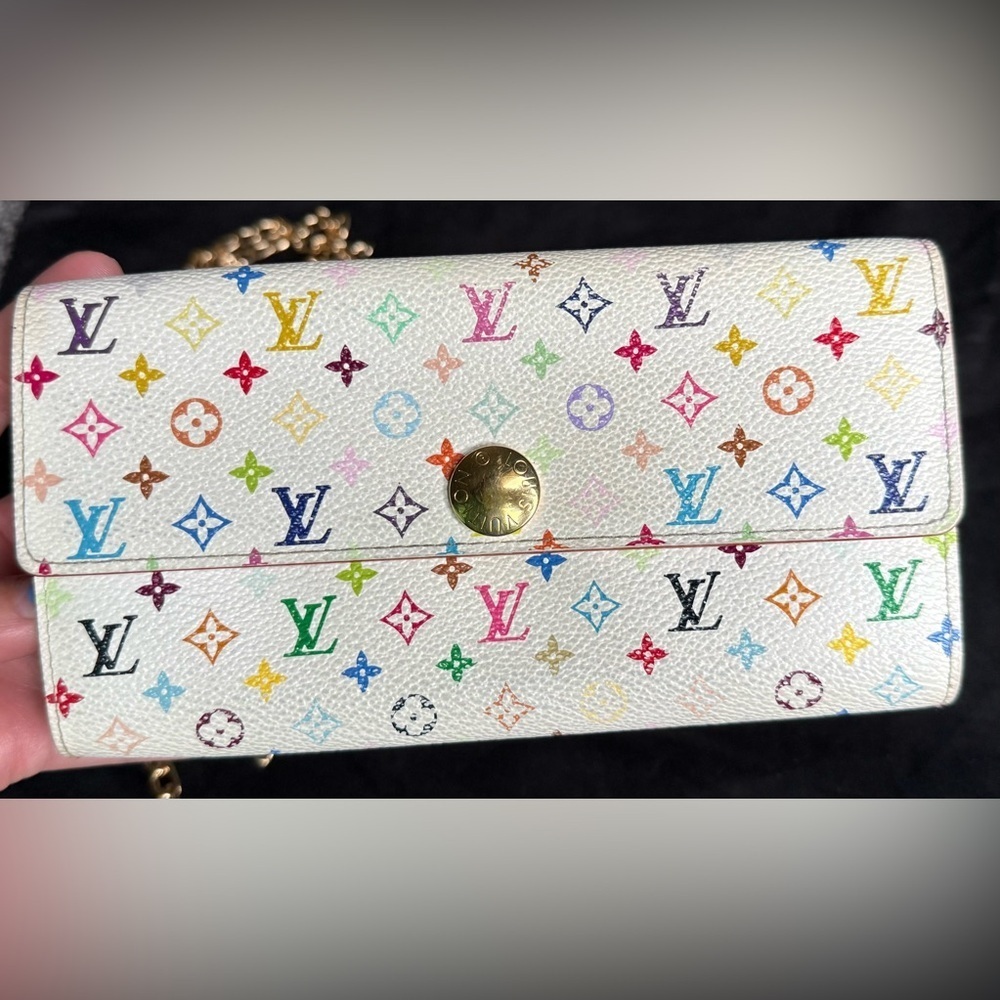 Louis Vuitton Murakami Sarah Wallet with unbranded chain